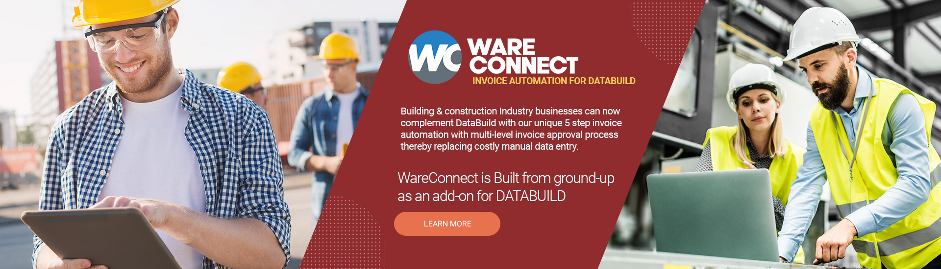 Building & construction Industry businesses can now complement DataBuild with our unique 5 step invoice automation with multi-level invoice approval process thereby replacing costly manual data entry.
